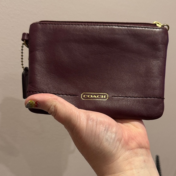 Coach Burgundy Leather Wristlet with Gold Accents - Picture 8 of 9
